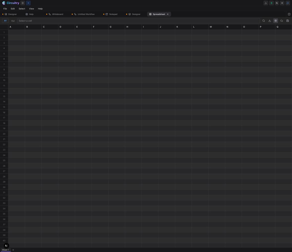 An empty spreadsheet