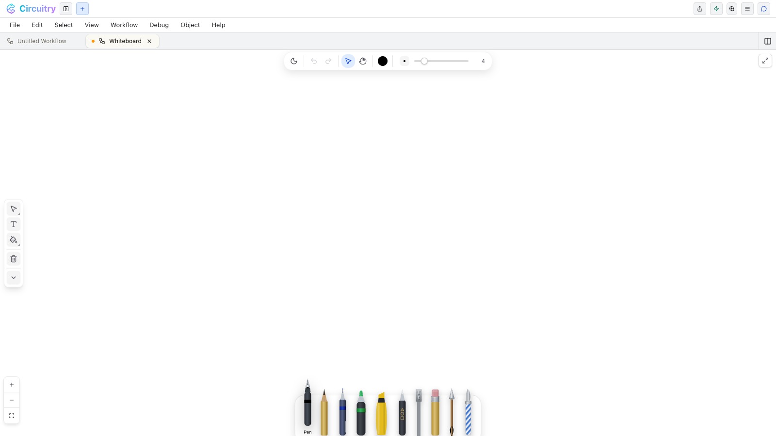 The whiteboard, ready to draw