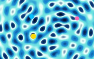 interference: Waves from four moving points, crossing.