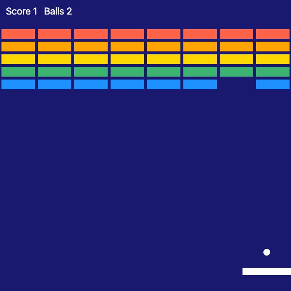 Brick Breaker: Arrow keys or drag to move the bat. Clear the wall to win.